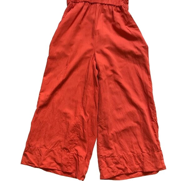 Ulla Johnson Viola Jumpsuit Womens 4 Chili Orange Linen Wide Leg Ruffled Ankle - Picture 10 of 15